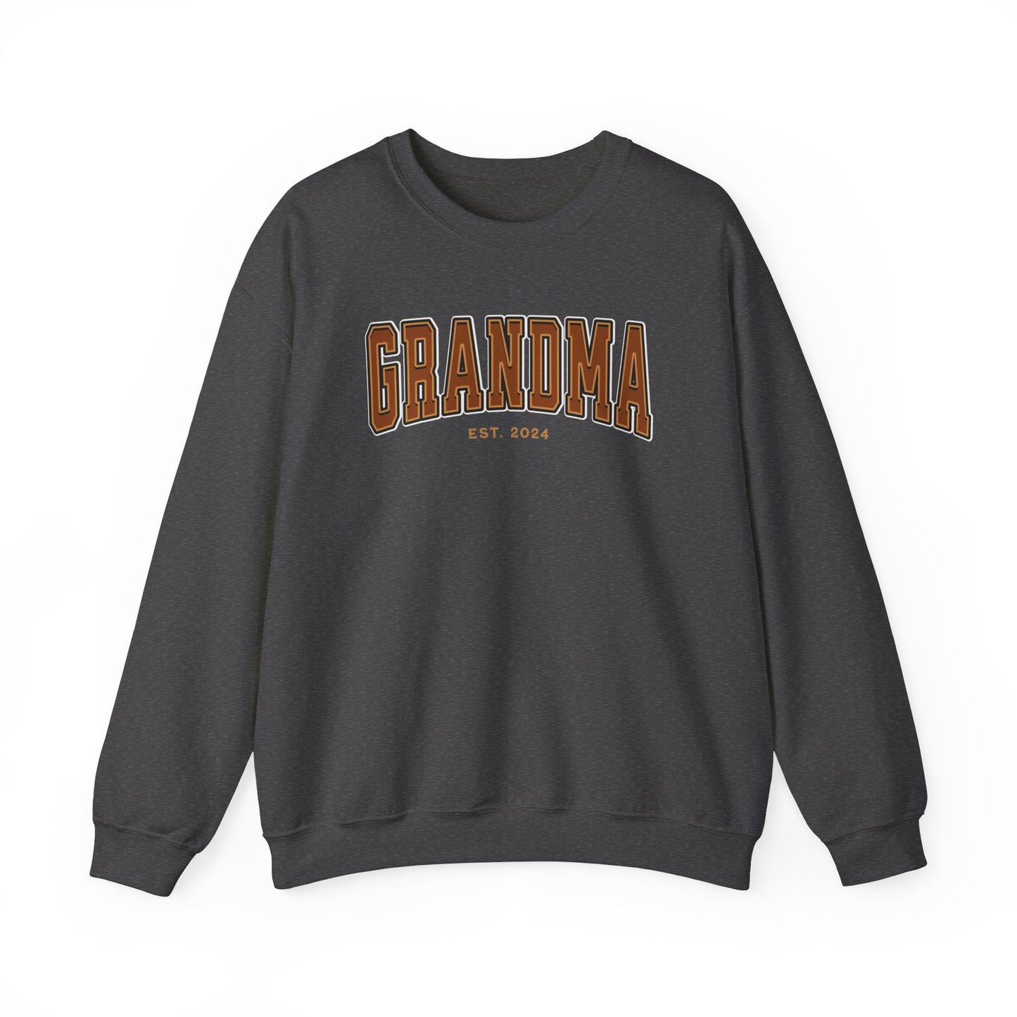 Grandma Est 2024 Orange College Letter Sweatshirt