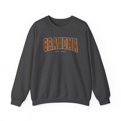 Grandma Est 2024 Orange College Letter Sweatshirt