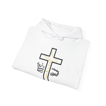 Jesus Cross & Crown Gold Outline Hoodie
