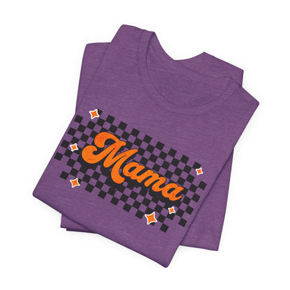 Orange Checkered Mama Short Sleeve Tee