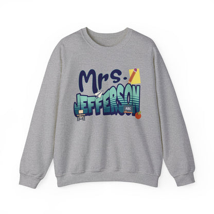 Custom Blue Retro Wave Teacher Sweatshirt