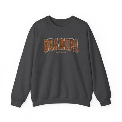 Grandpa Est 2024 Orange College Letter Sweatshirt
