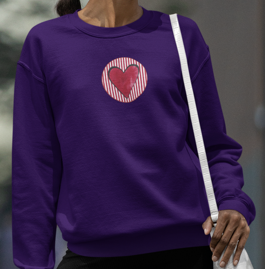 Deep Red Heart Patch Sweatshirt