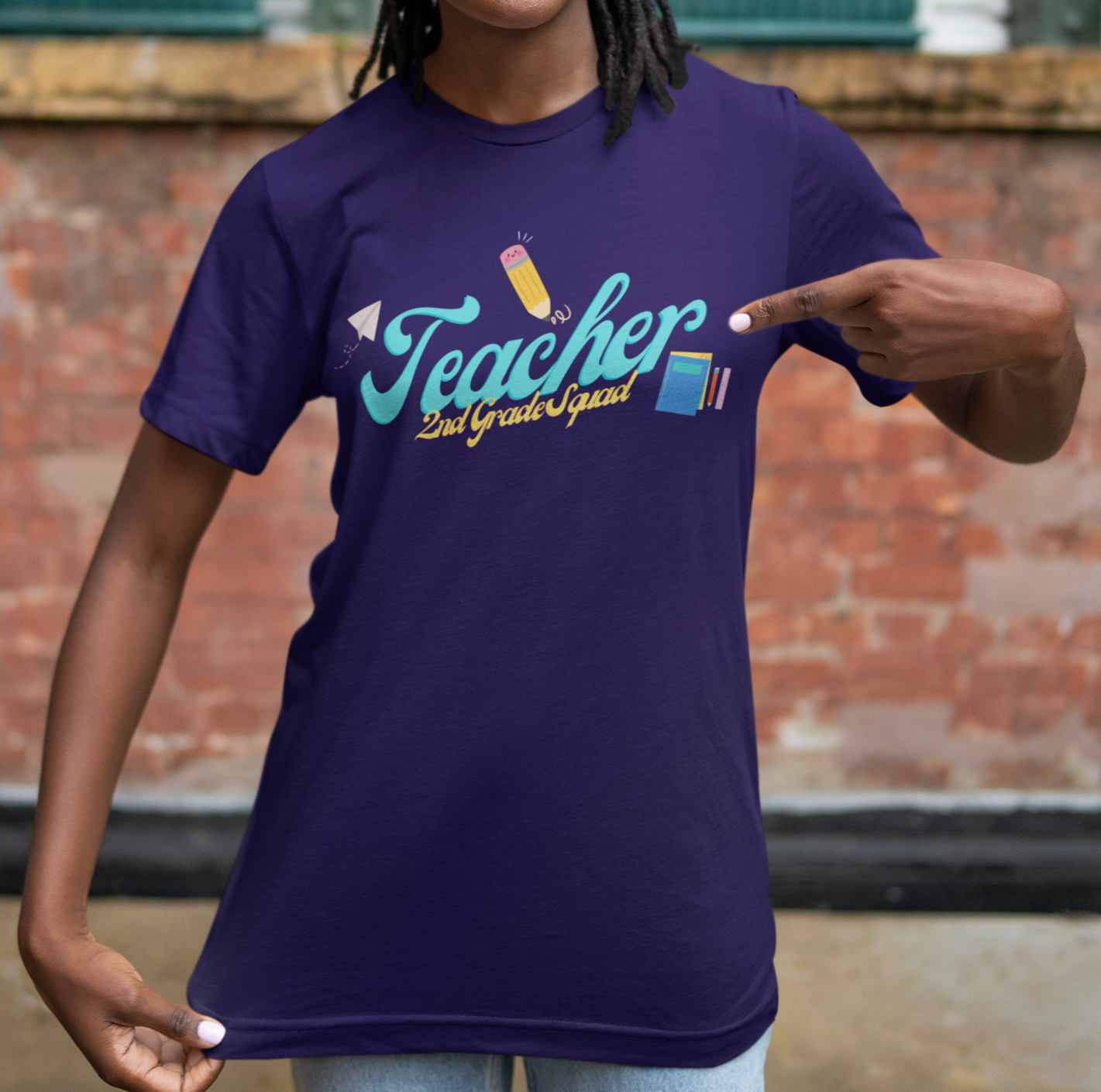 2nd Grade Teacher Squad Blue Short Sleeve Tee
