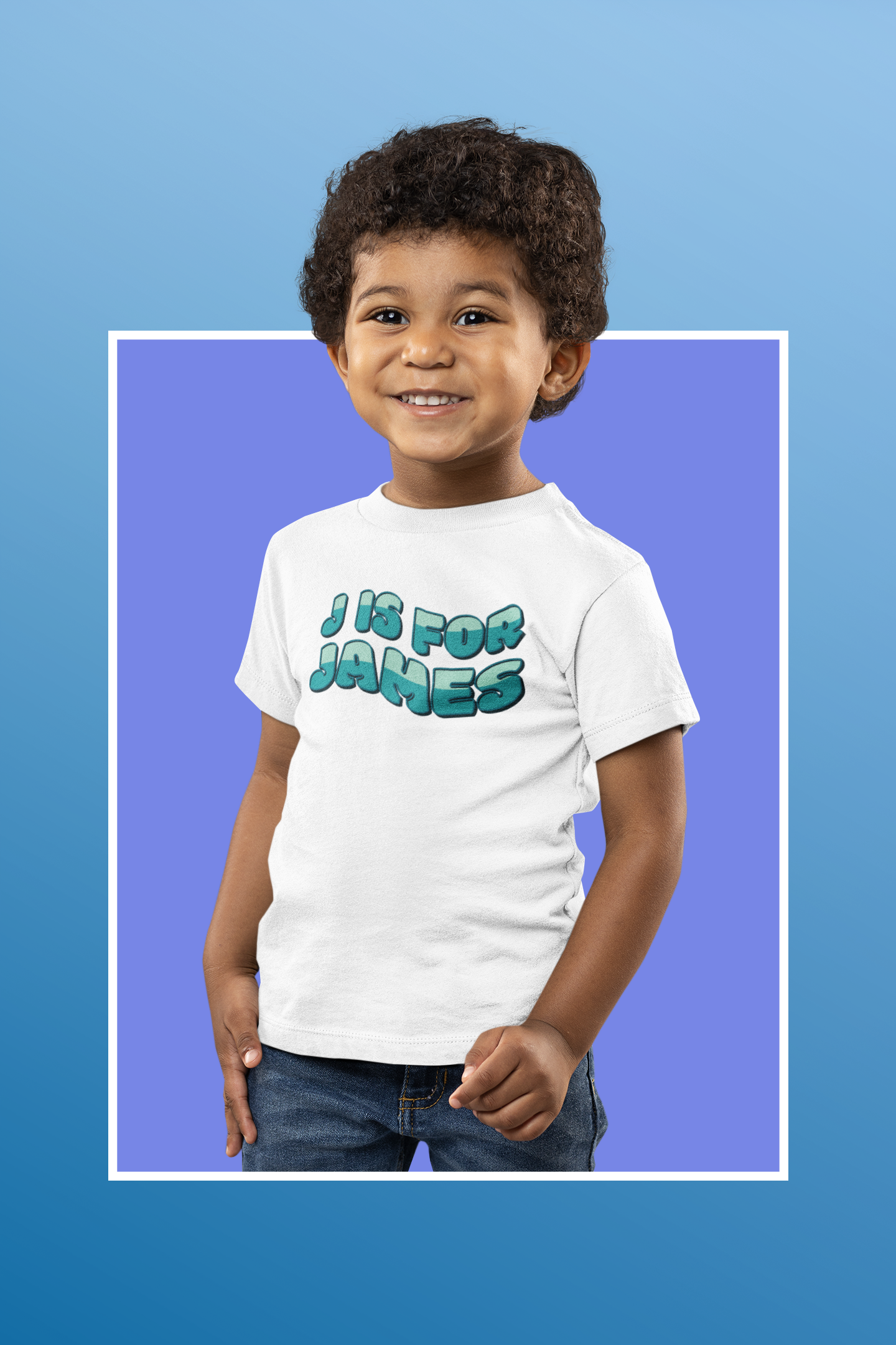 Custom Wavy Letter and Name Green Toddler Short Sleeve Tee