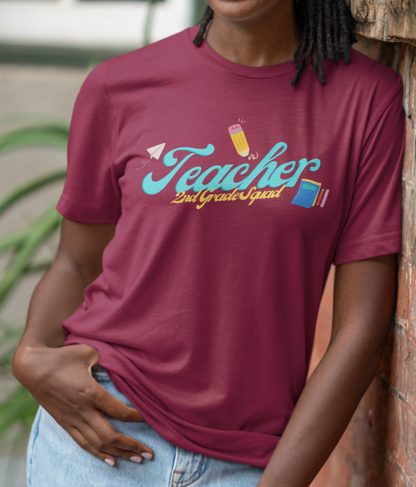 2nd Grade Teacher Squad Blue Short Sleeve Tee