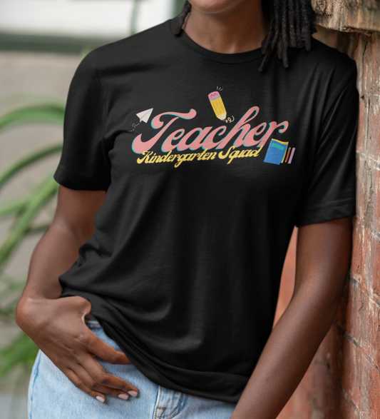 Kinder Teacher Squad Pink Short Sleeve Tee