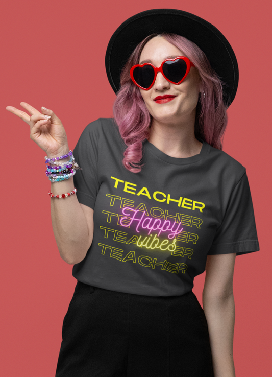 Teacher Happy Vibes Short Sleeve Tee