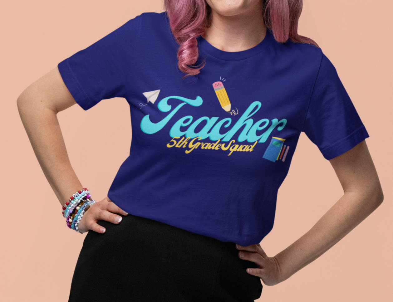 5th Grade Teacher Squad Blue Short Sleeve Tee