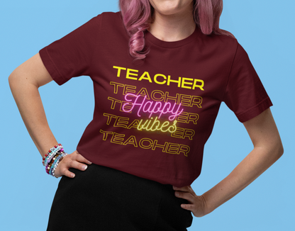 Teacher Happy Vibes Short Sleeve Tee