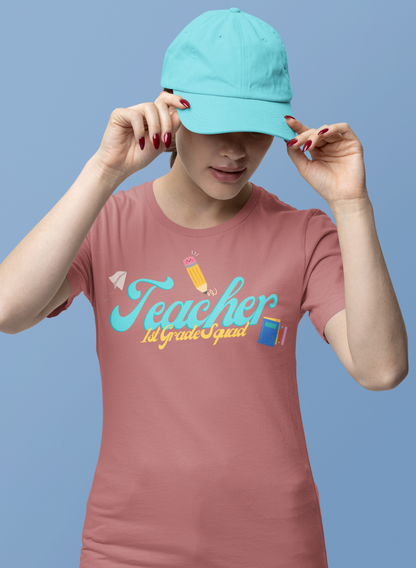 1st Grade Teacher Squad Blue Short Sleeve Tee
