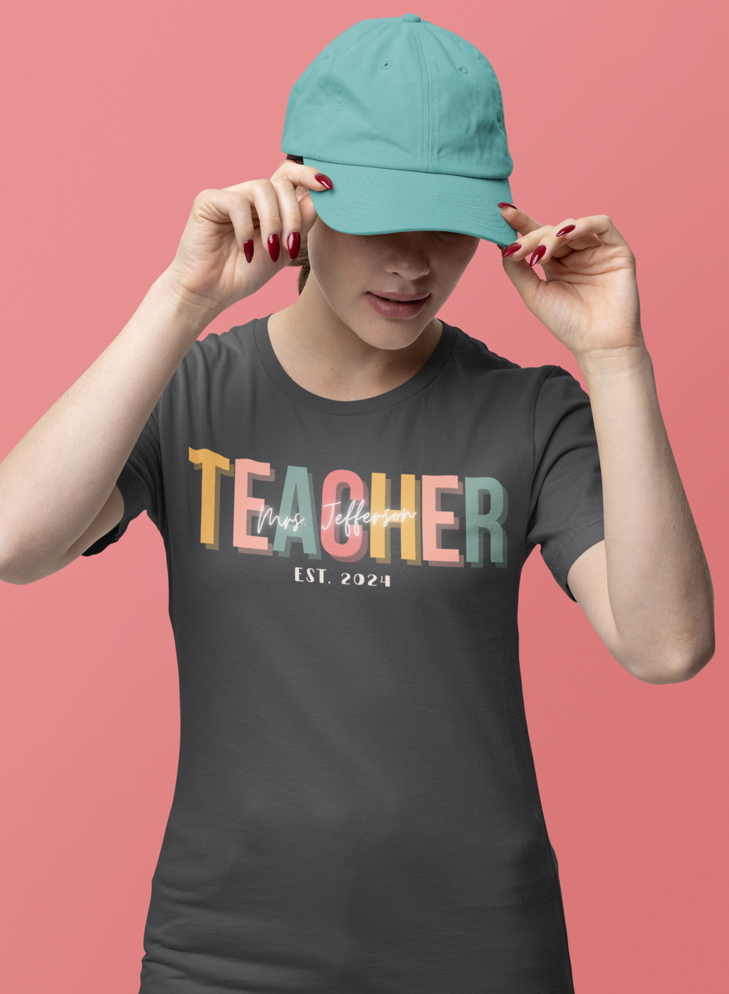 Custom Teacher Boho Block Lettering Short Sleeve Tee
