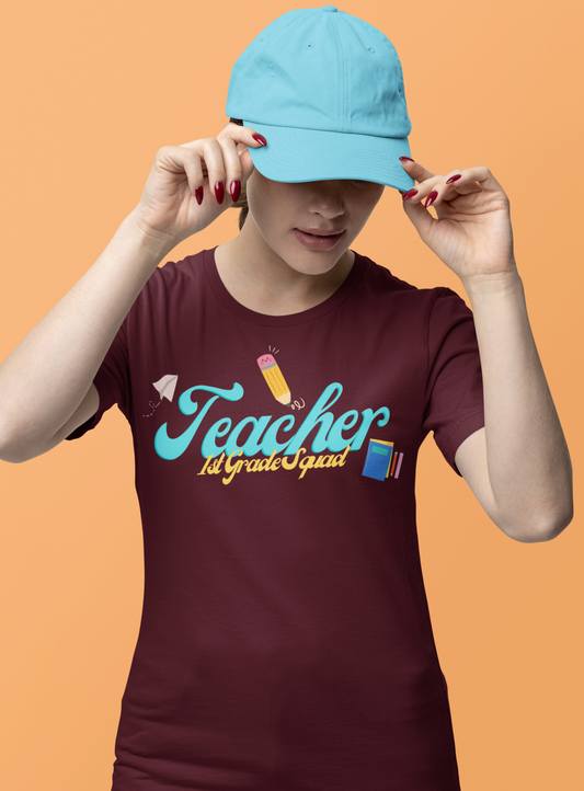 1st Grade Teacher Squad Blue Short Sleeve Tee