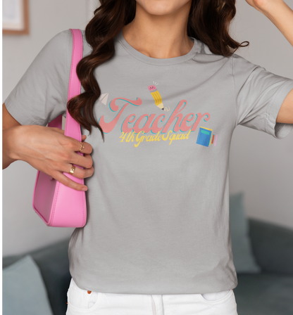 4th Grade Teacher Squad Pink Short Sleeve Tee
