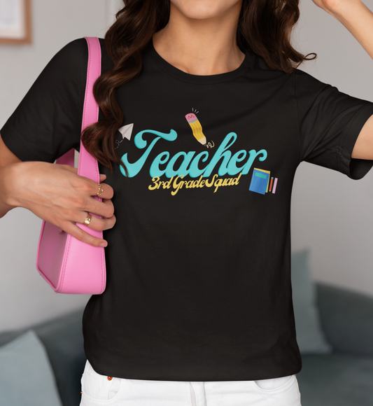 3rd Grade Teacher Squad Blue Short Sleeve Tee