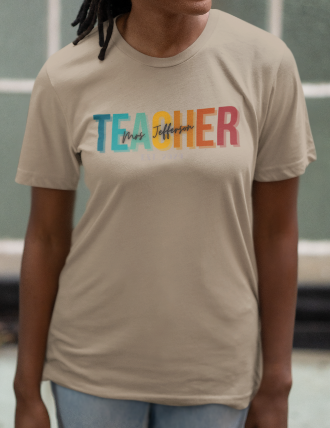 Custom Teacher Block Lettering Short Sleeve Tee