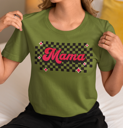 Pink Checkered Mama Short Sleeve Tee
