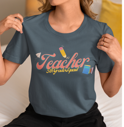 5th Grade Teacher Squad Pink Short Sleeve Tee