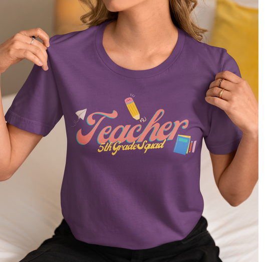 5th Grade Teacher Squad Pink Short Sleeve Tee