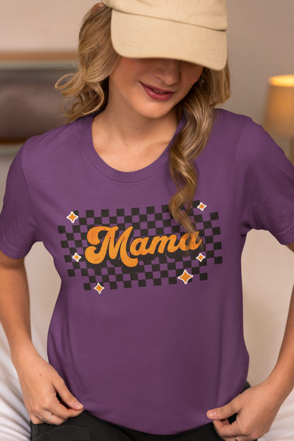 Orange Checkered Mama Short Sleeve Tee