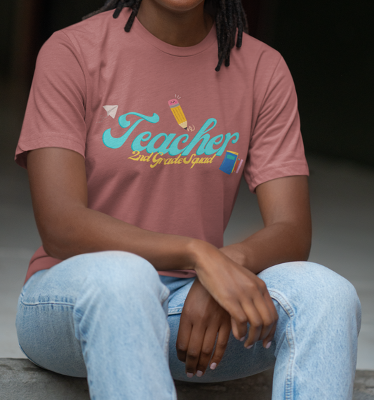 2nd Grade Teacher Squad Blue Short Sleeve Tee