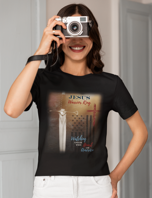 Jesus Warrior King Heart for America Red