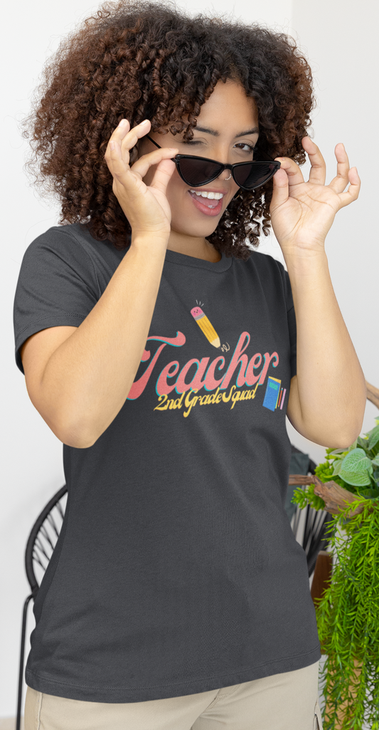 2nd Grade Teacher Squad Pink Short Sleeve Tee