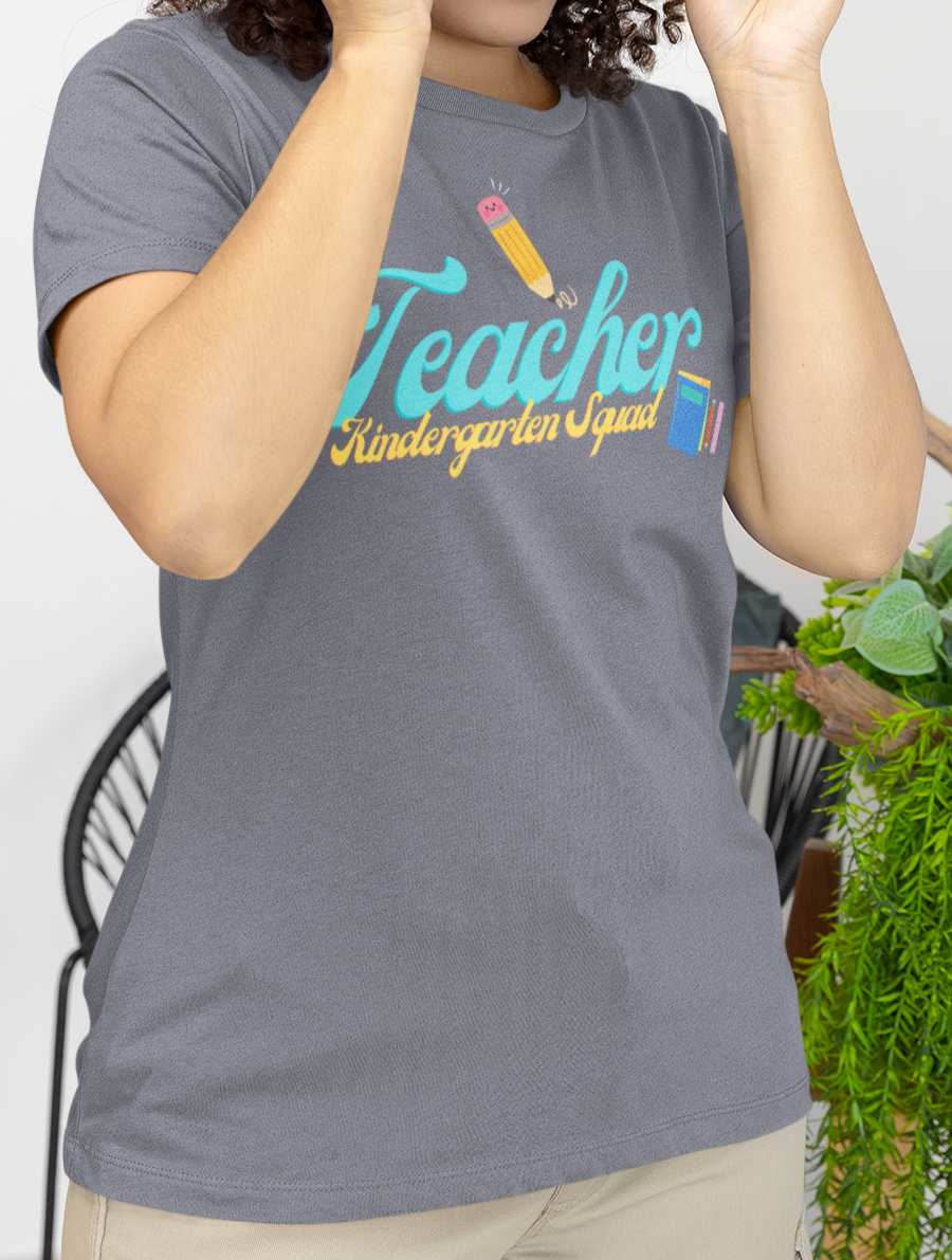 Kinder Teacher Squad Blue Short Sleeve Tee