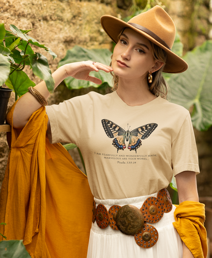 Orange & Blue Butterfly Verse Psalm 139:14