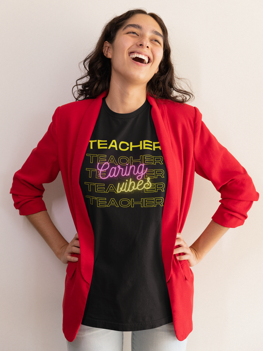 Teacher Caring Vibes Short Sleeve Tee