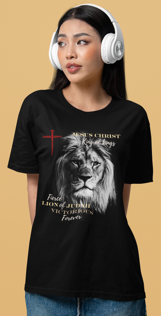 Jesus King of Kings Lion of Judah Victorious Black White