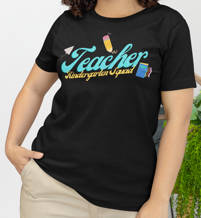 Kinder Teacher Squad Blue Short Sleeve Tee