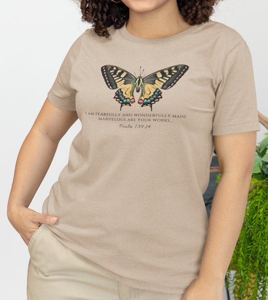 Yellow & Green Butterfly Verse Psalm 139:14