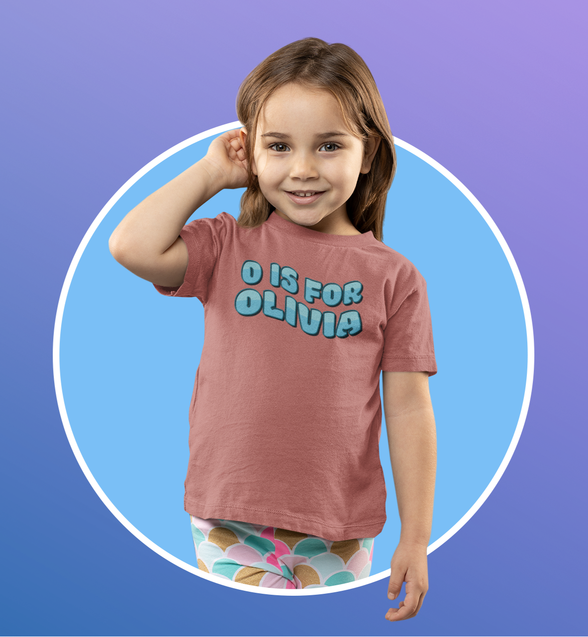 Custom Wavy Letter and Name Blue Toddler Short Sleeve Tee
