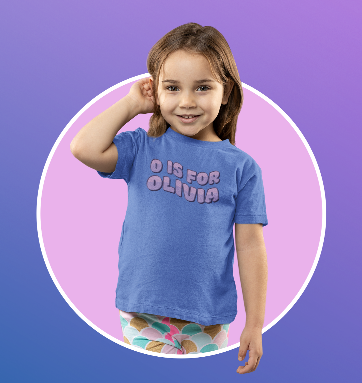 Custom Wavy Letter and Name Purple Toddler Short Sleeve Tee