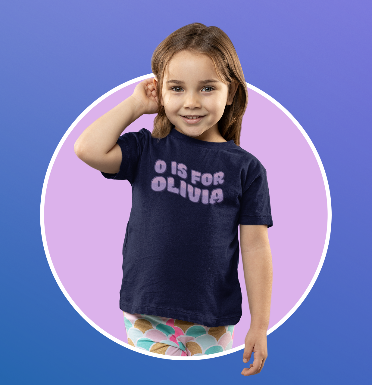 Custom Wavy Letter and Name Purple Toddler Short Sleeve Tee