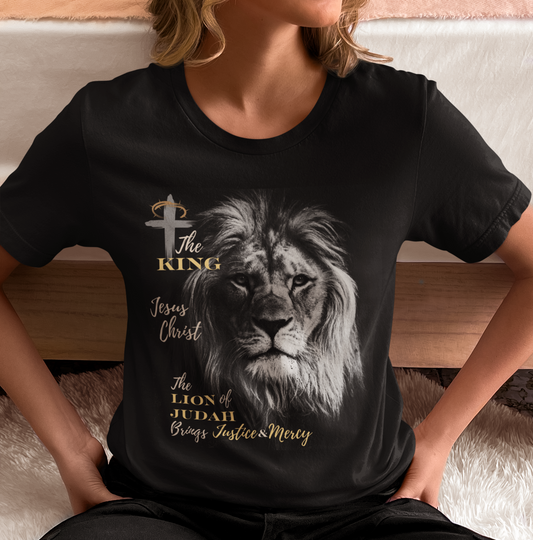 Jesus Christ King Lion of Judah Thorns on Cross Tan