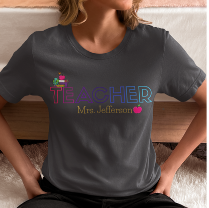 Custom Teacher Outline Lettering Class Short Sleeve Tee
