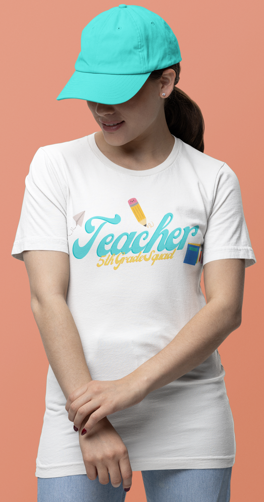 5th Grade Teacher Squad Blue Short Sleeve Tee