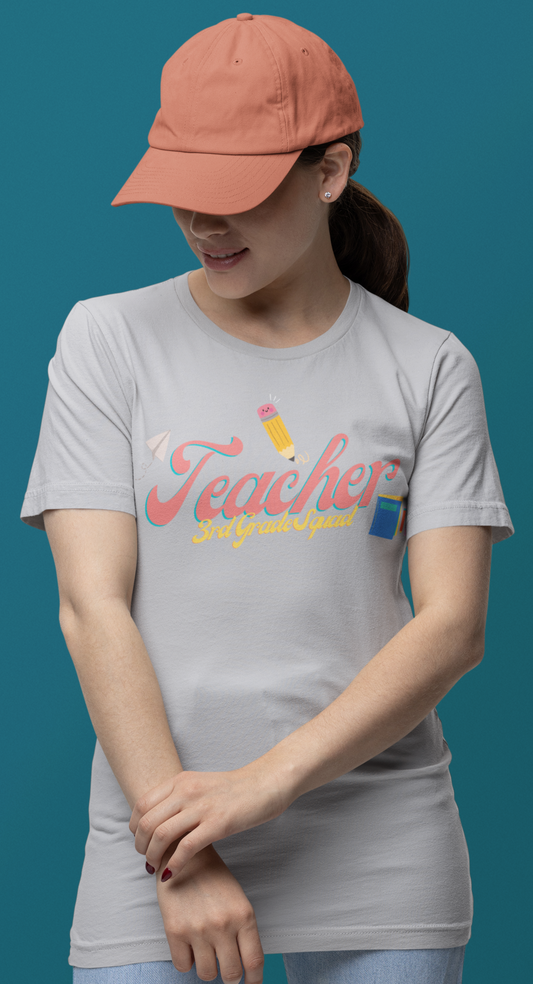 3rd Grade Teacher Squad Pink Short Sleeve Tee