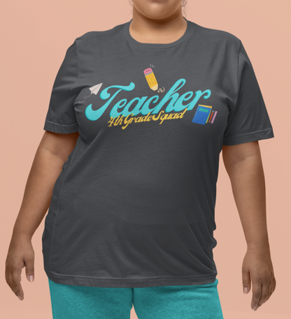 4th Grade Teacher Squad Blue Short Sleeve Tee