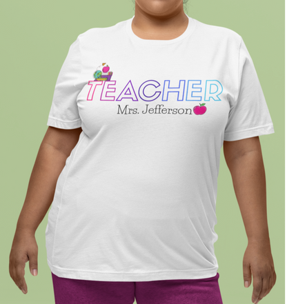 Custom Teacher Outline Lettering Class Short Sleeve Tee