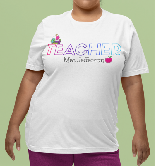 Custom Teacher Outline Lettering Class Short Sleeve Tee