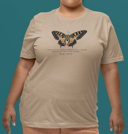 Orange & Blue Butterfly Verse Psalm 139:14