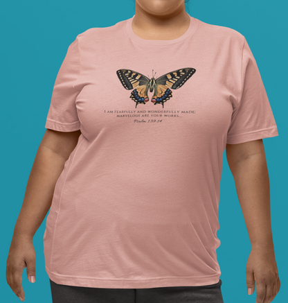 Orange & Blue Butterfly Verse Psalm 139:14
