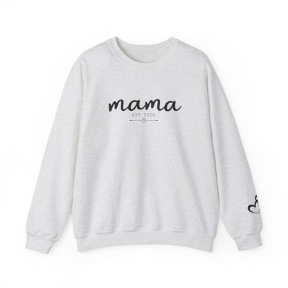 Custom Mama Est 2024 Heart Arrow Sleeve Sweatshirt