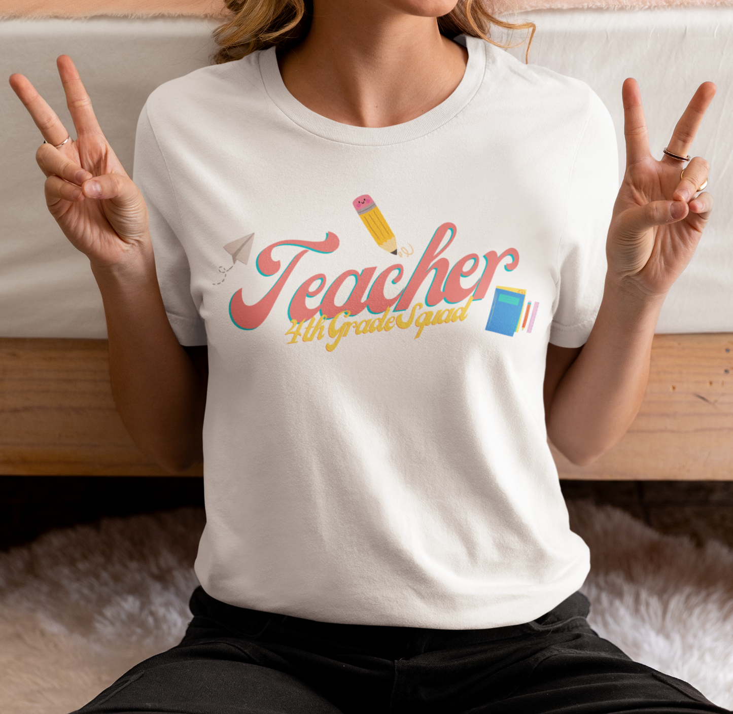 4th Grade Teacher Squad Pink Short Sleeve Tee