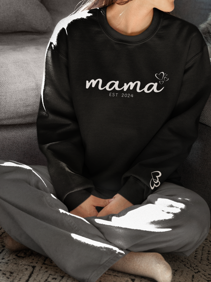 Custom Mama Est 2024 Heart Bubbles Sleeve Sweatshirt
