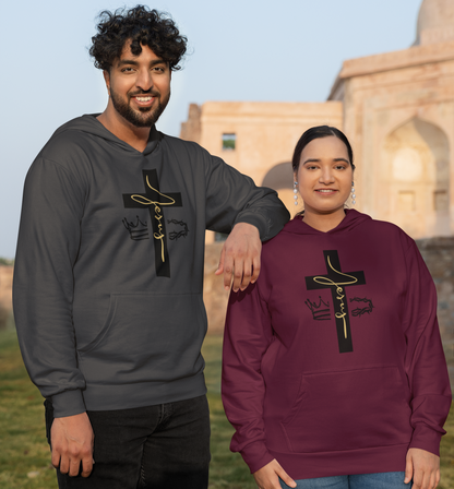 Jesus Cross & Crown Gold Hoodie