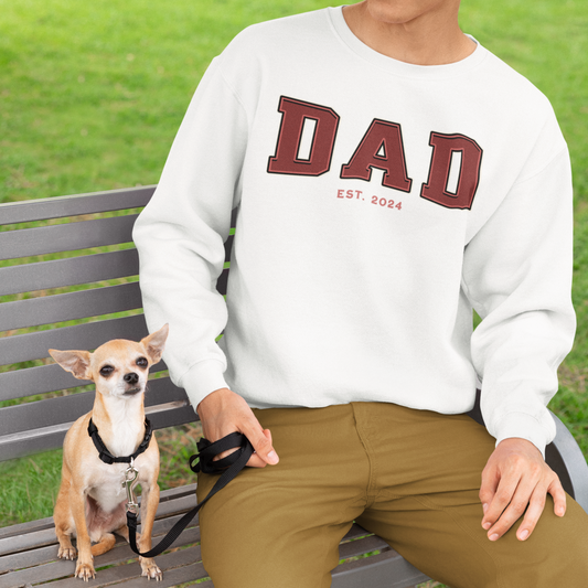 Dad Est 2024 Red College Letter Sweatshirt